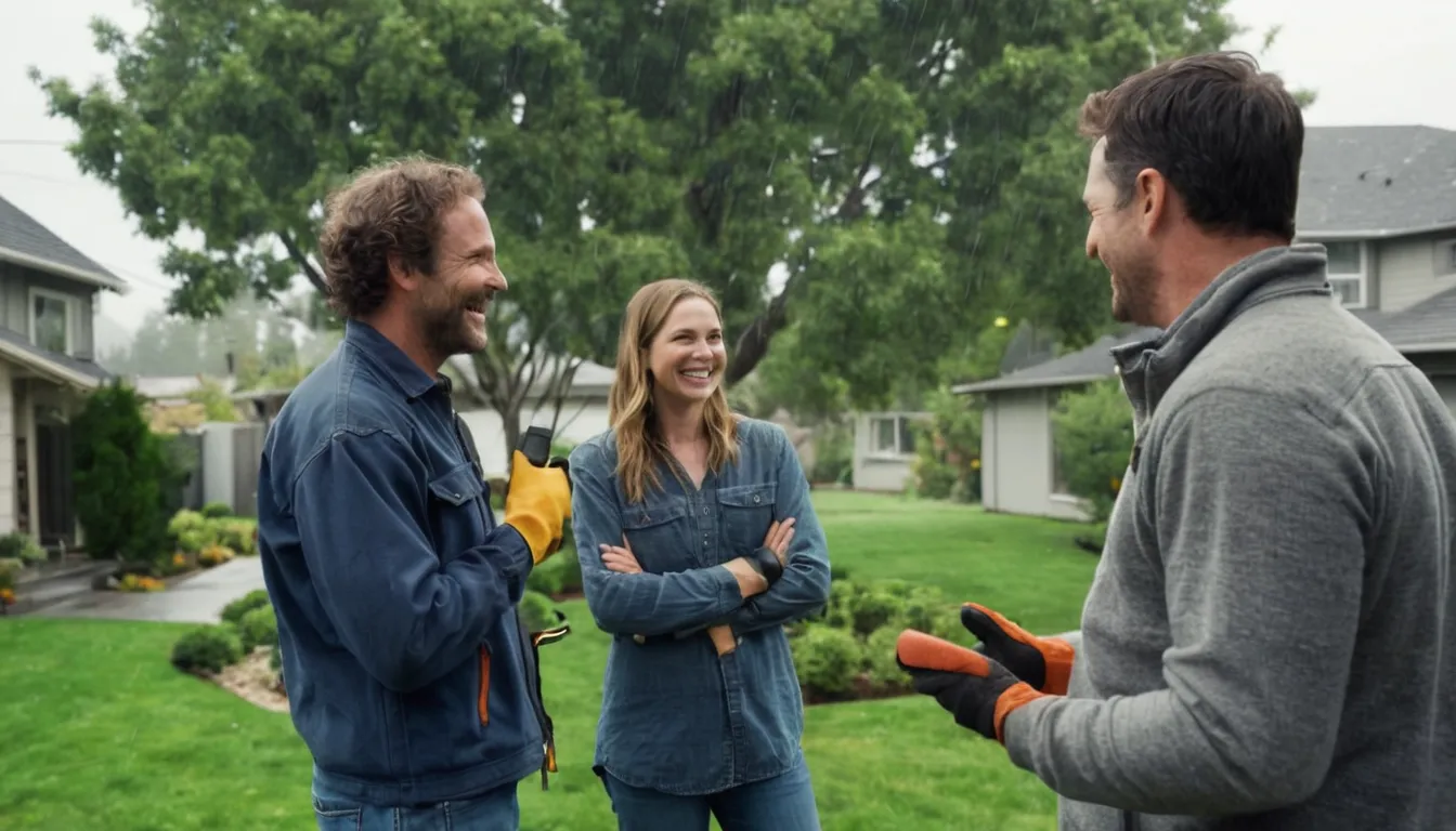 A provider talking with a homeowner about a tree in the Portland area